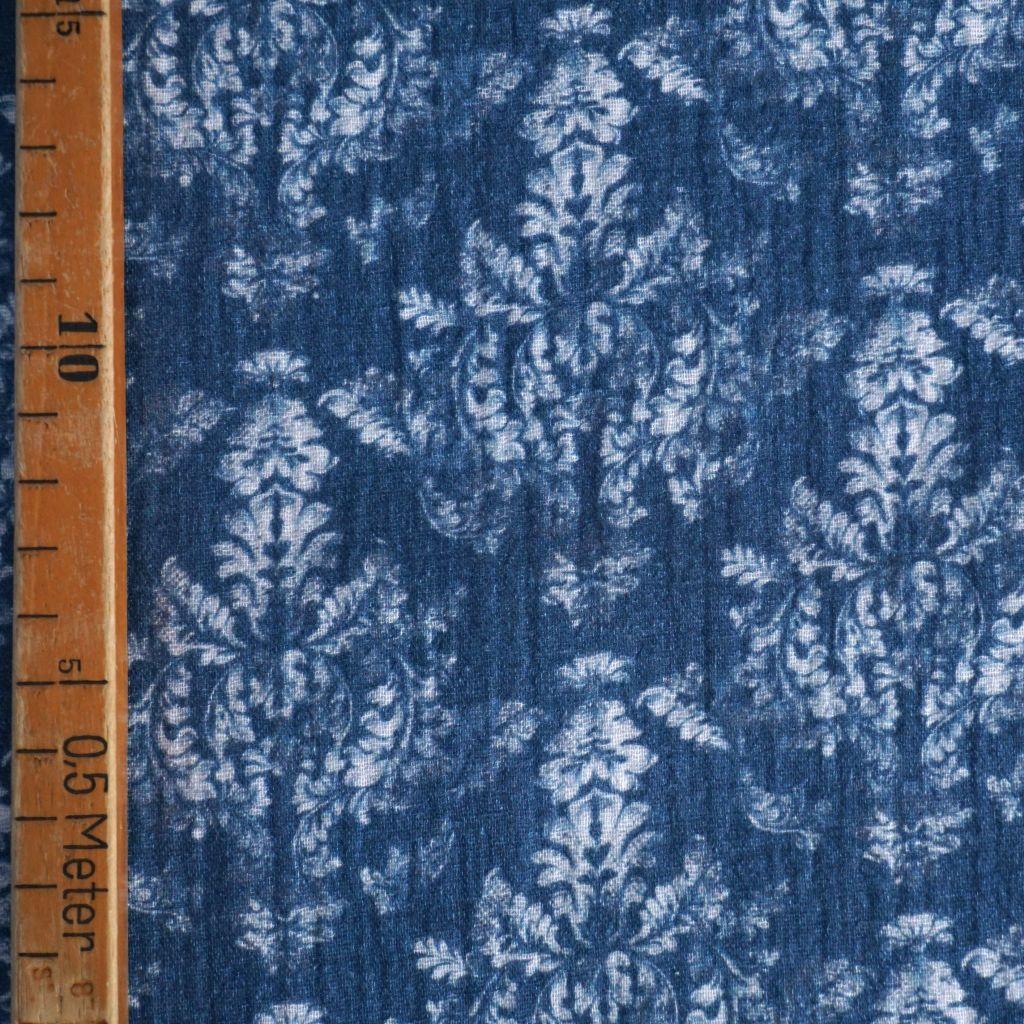 Musselin Double Gauze Blumenornament jeansblau